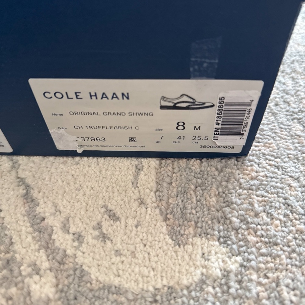 Cole Hann Men’s size 8 Men's ØriginalGrand Remastered Wingtip Oxfords NIB - Picture 4 of 4